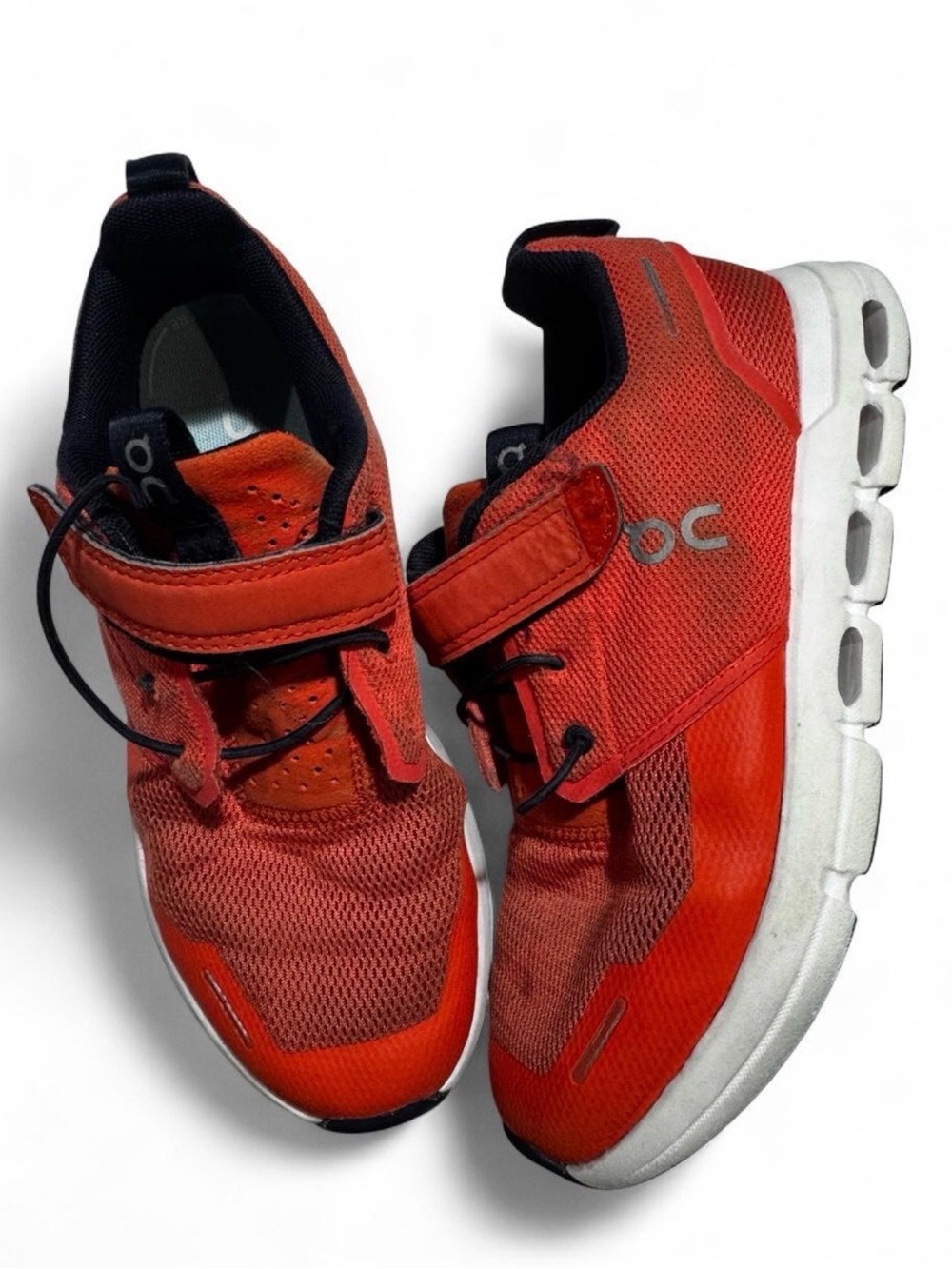 On Running Kids Orange-Red Mesh Hook-and-Loop Sneakers